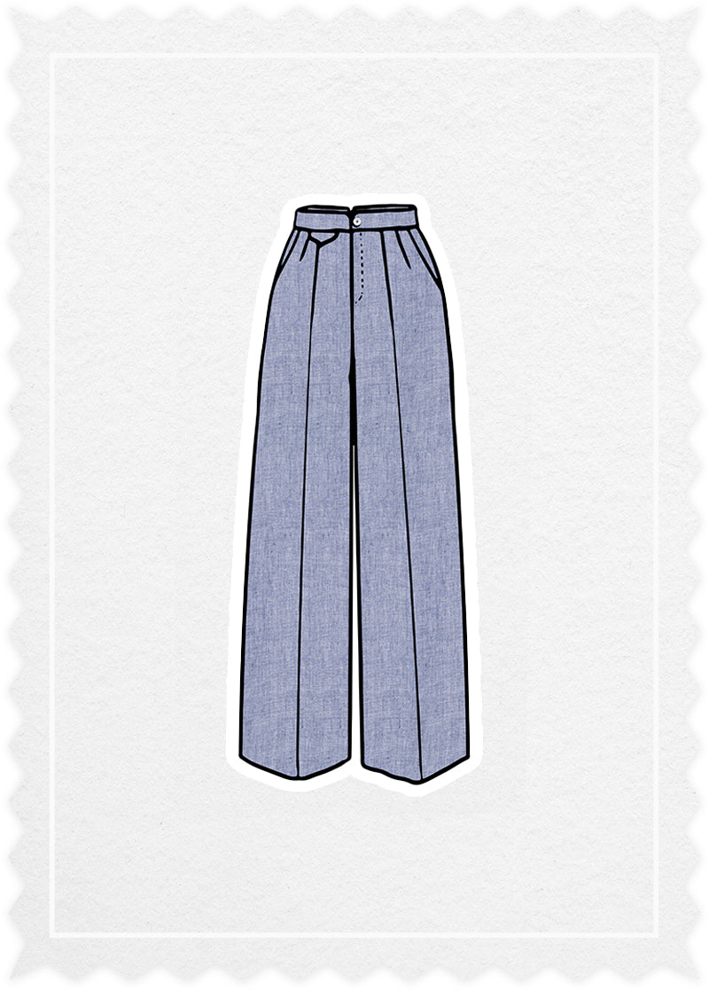 Herringbone Linen 'Carlotta Pants'